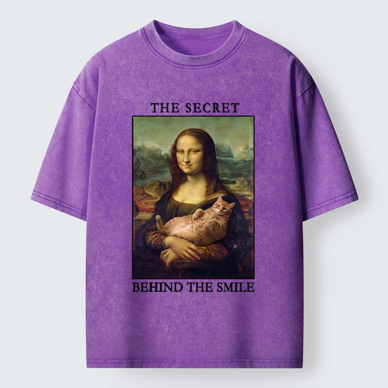 Tokyo‑Tiger Mona Lisa Cat Meme Washed T‑Shirt