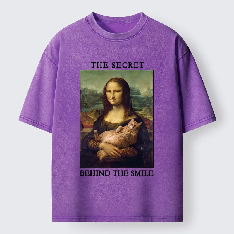 Tokyo‑Tiger Mona Lisa Cat Meme Washed T‑Shirt