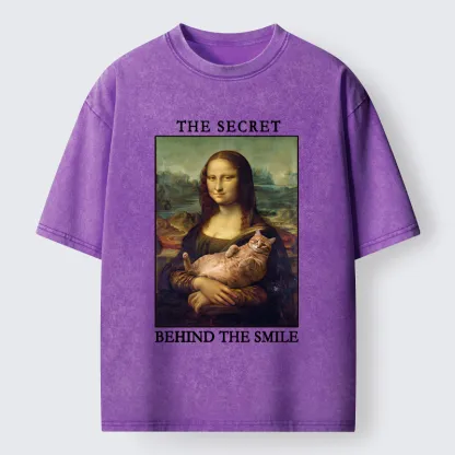 Tokyo‑Tiger Mona Lisa Cat Meme Washed T‑Shirt
