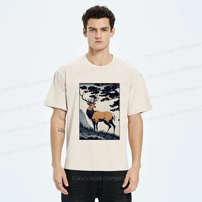 Tokyo-Tiger Japanese Traditional Deer Washed T-Shirt