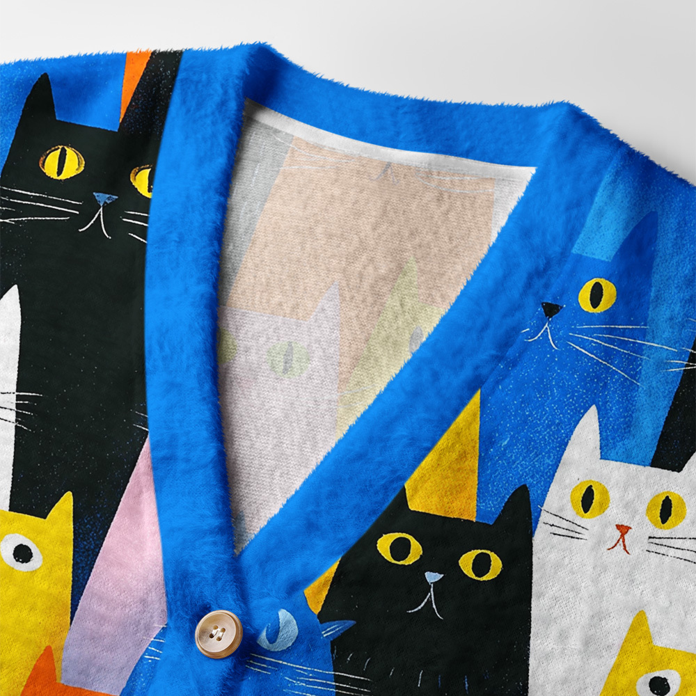 Tokyo-Tiger Colorful Cat Parade Ugly Cardigan Sweater