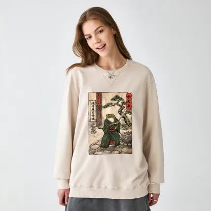 Tokyo-Tiger Samurai Frog Training Washed Terry Sweatshirt