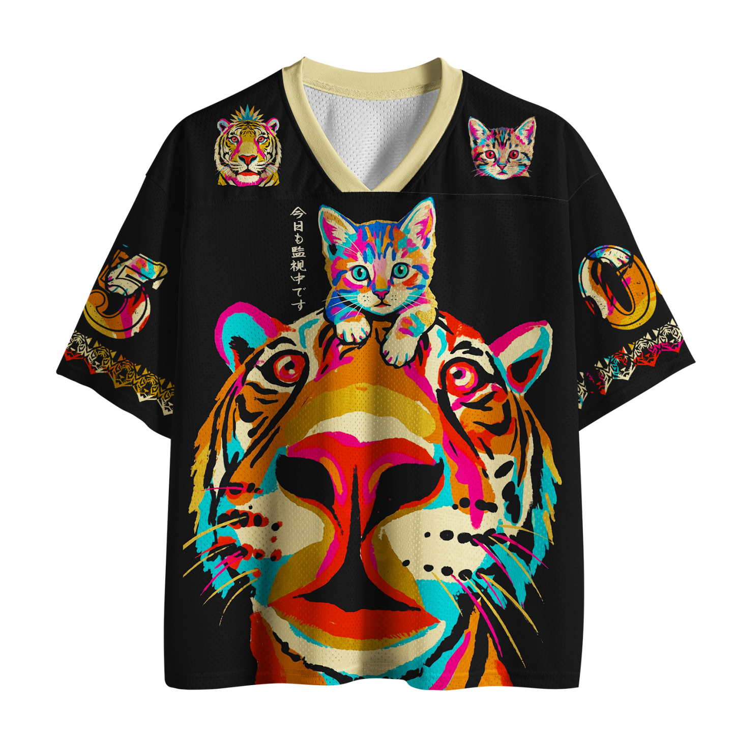 Tokyo-Tiger A Tiger And A Cat Are Staring At You Mesh Jersey Sale