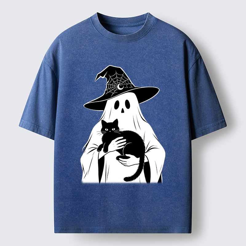Tokyo-Tiger Ghost Cat Buddy Washed T-Shirt