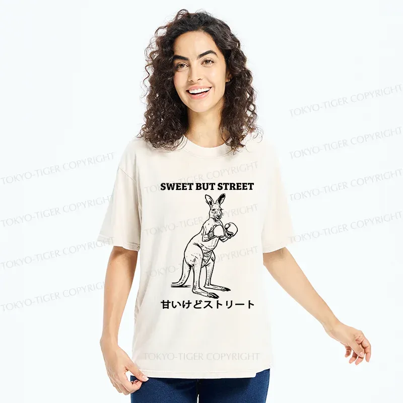 Tokyo-Tiger Funny Kangaroo Washed T-Shirt