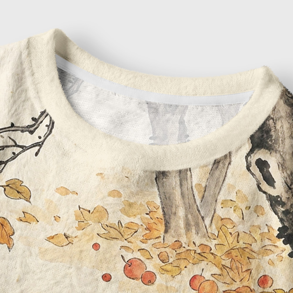 Tokyo-Tiger Hedgehogs Autumn Grove Women's Fuzzy Cropped Sweatshirt