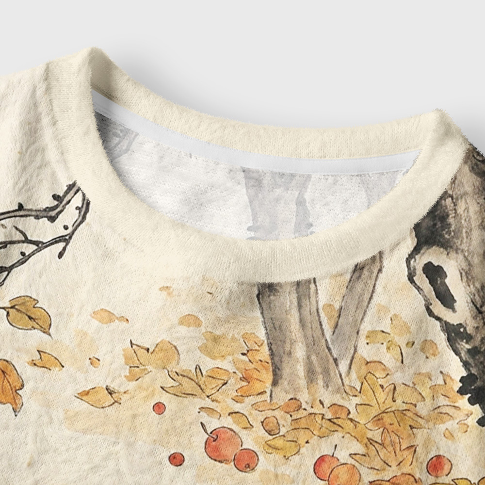 Tokyo-Tiger Hedgehogs Autumn Grove Women's Fuzzy Cropped Sweatshirt