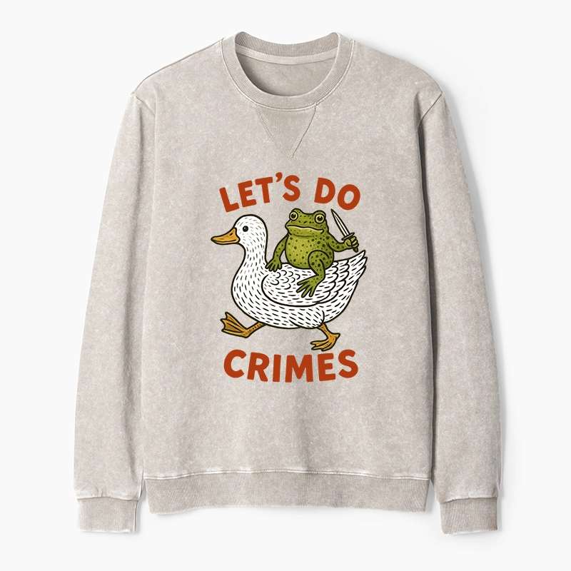 Tokyo-Tiger Frog Ready To Commit Crime Washed Terry Sweatshirt