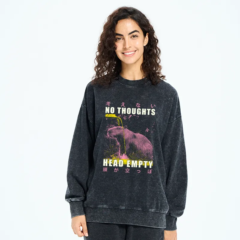 Tokyo-Tiger No Thoughts Head Empty Washed Sweatshirt