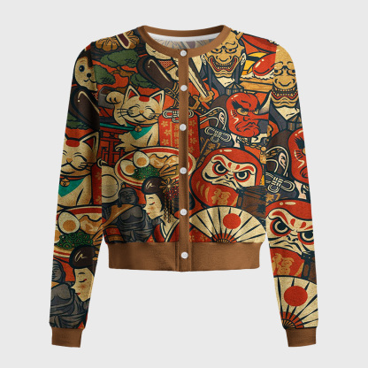 Tokyo-Tiger Japanese Traditional Elements Women's Lightweight Cardigan