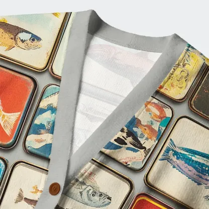 Tokyo-Tiger Tokyo-Tiger Vintage Fish Collection Ugly Cardigan Sweater