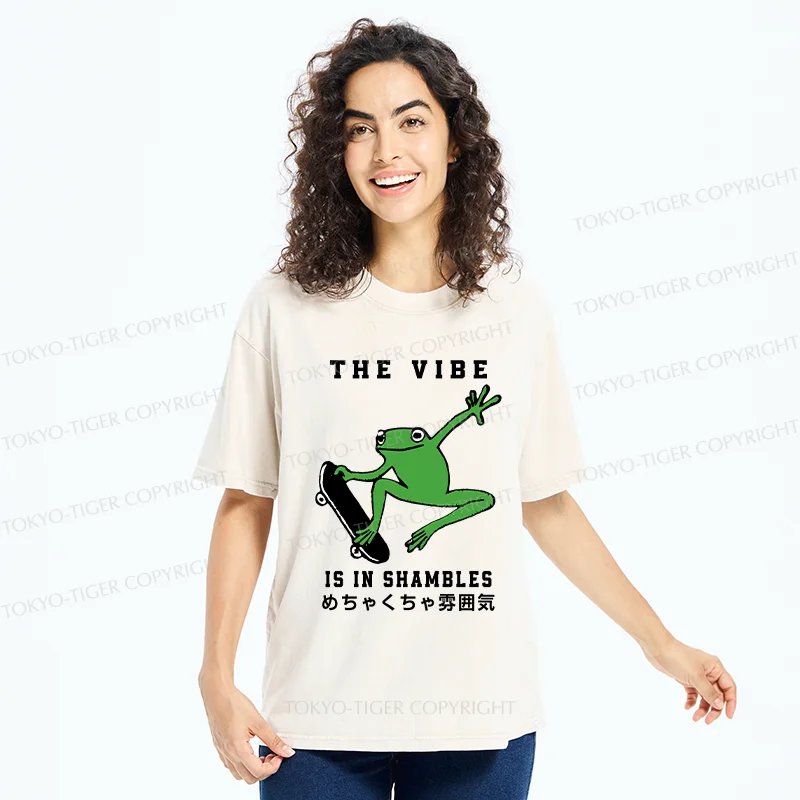 Tokyo-Tiger Frog Skateboard Washed T-Shirt