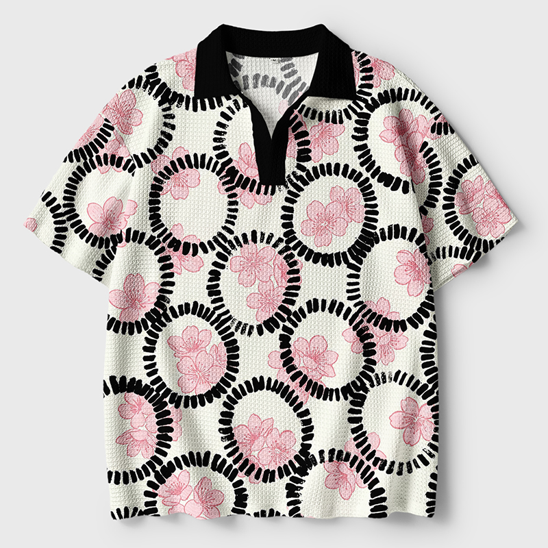 Tokyo-Tiger Circle Of Sakura Crochet Polo Shirt