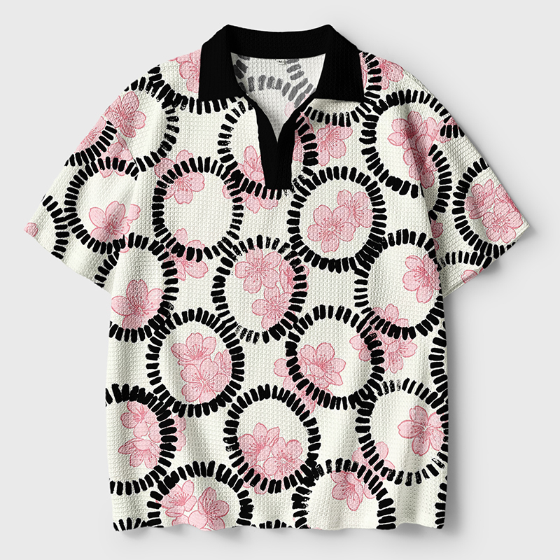 Tokyo-Tiger Circle Of Sakura Crochet Polo Shirt