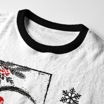 Tokyo-Tiger Gothic Crow Santa Hat Fuzzy Christmas Ugly Sweatshirt