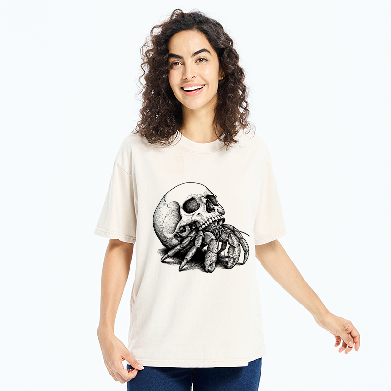 Tokyo-Tiger Skull Crab Meme Washed T-Shirt