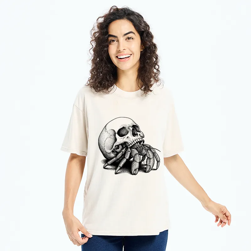 Tokyo-Tiger Skull Crab Meme Washed T-Shirt