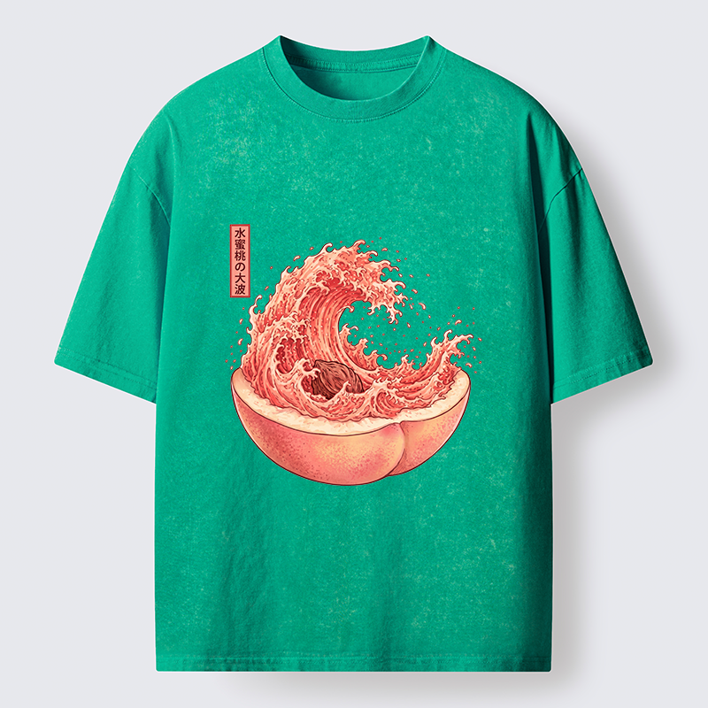 Tokyo-Tiger Vintage Peach Wave Washed T-Shirt