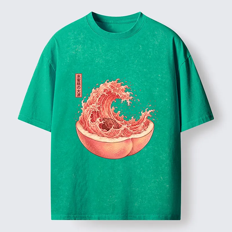 Tokyo-Tiger Vintage Peach Wave Washed T-Shirt