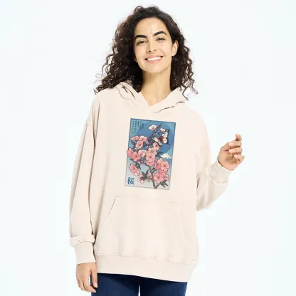 Tokyo-Tiger Ukiyoe Japanese Cherry blossoms Poster Washed Hoodie