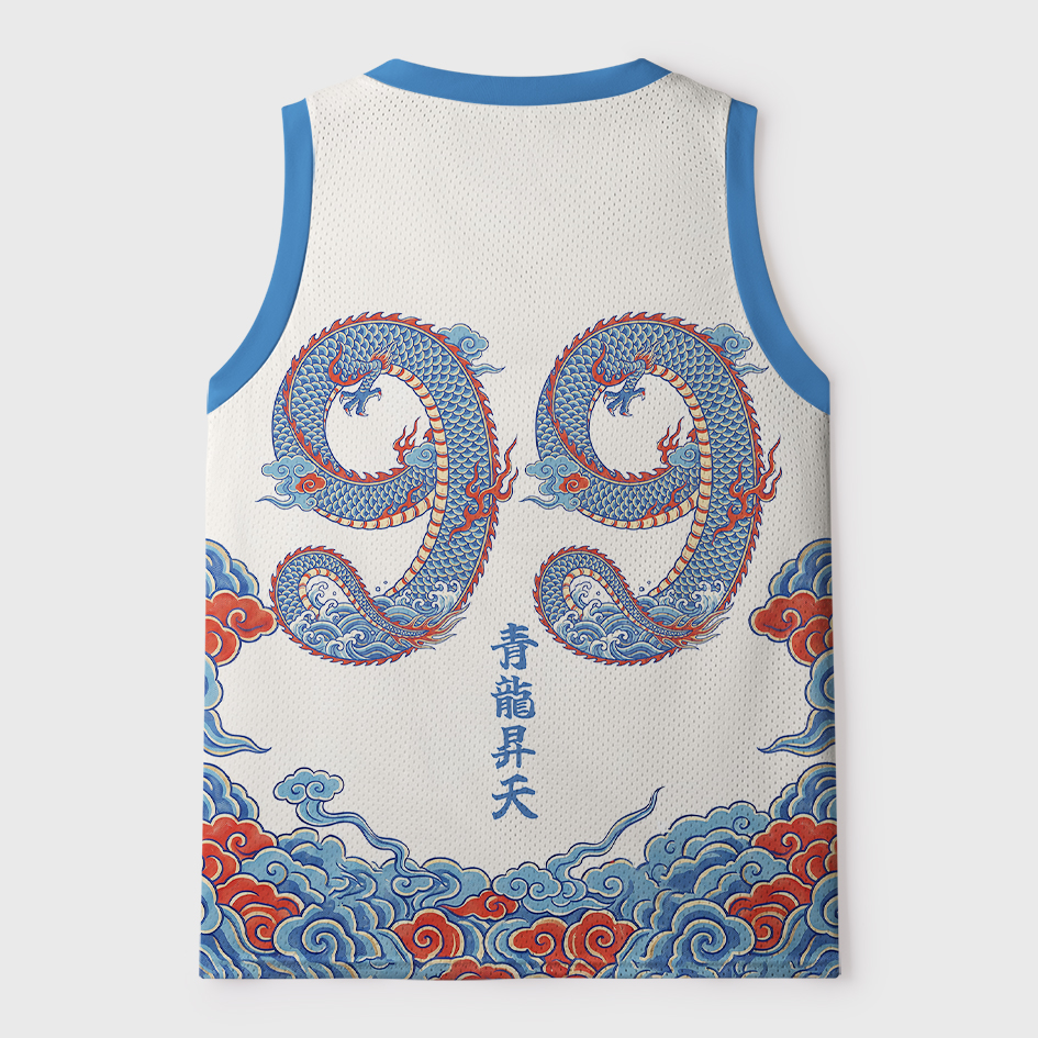 Tokyo-Tiger Traditional Oriental Dragon Cloud Mesh Tank Top