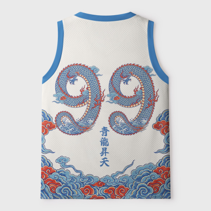 Tokyo-Tiger Traditional Oriental Dragon Cloud Mesh Tank Top