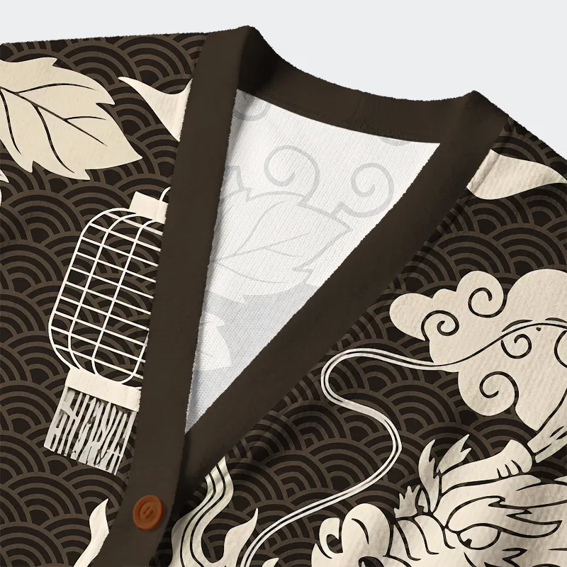 Tokyo-Tiger Two Dragons Playing With A Pearl Ugly Cardigan Sweater