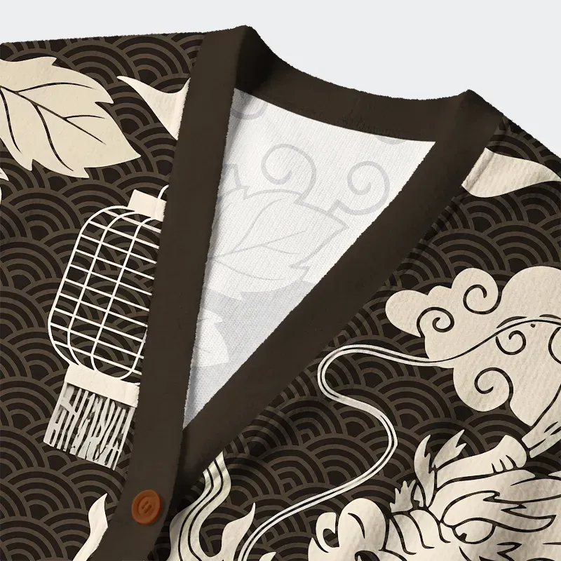 Tokyo-Tiger Two Dragons Playing With A Pearl Ugly Cardigan Sweater