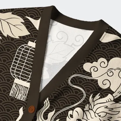 Tokyo-Tiger Two Dragons Playing With A Pearl Ugly Cardigan Sweater