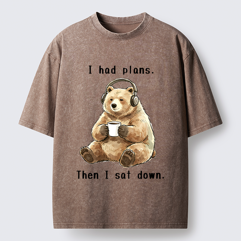 Tokyo-Tiger Funny Lazy Bear Meme Washed T-Shirt