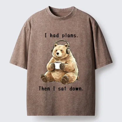 Tokyo-Tiger Funny Lazy Bear Meme Washed T-Shirt