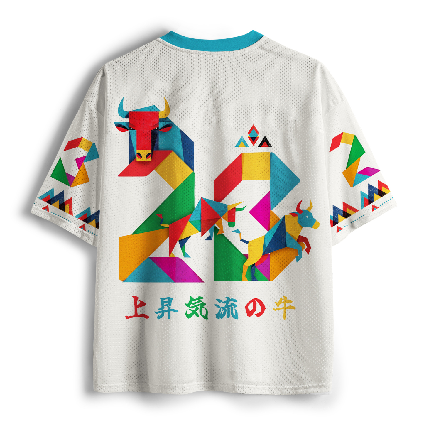 Tokyo-Tiger Geometric Bull Head Art Mesh Jersey
