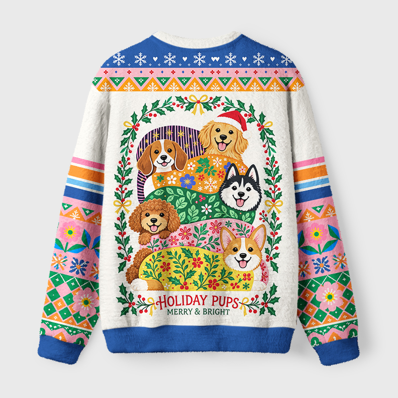 Tokyo-Tiger Christmas Dogs Of Joy Fuzzy Christmas Ugly Sweatshirt