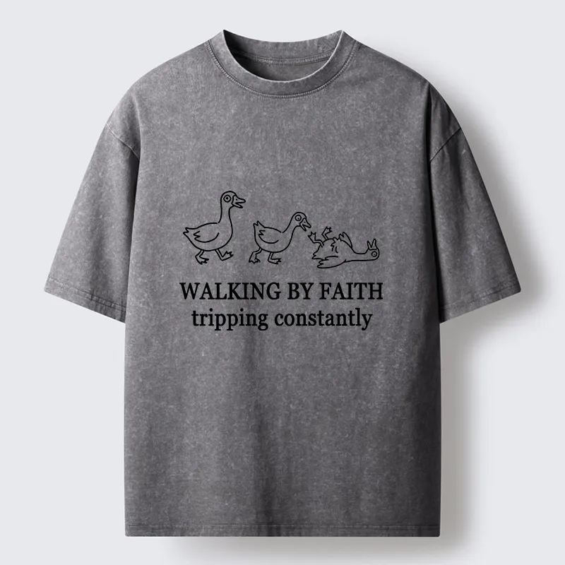 Tokyo-Tiger Faithful Tripping Duck Funny Meme Washed T-Shirt