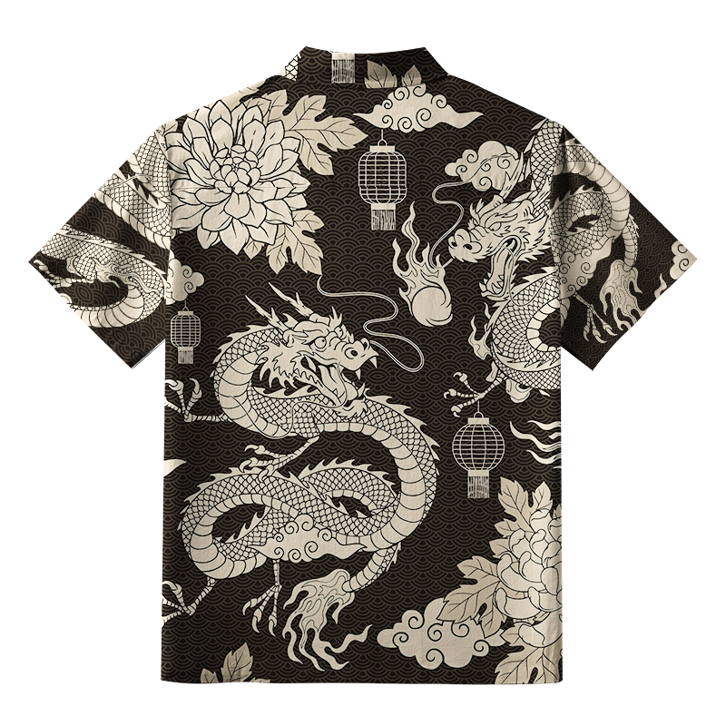 Tokyo-Tiger Two Dragons Playing With A Pearl Aloha Hawaiian Shirt