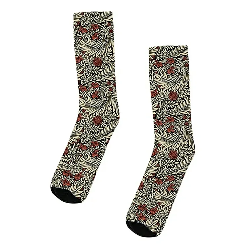 Tokyo-Tiger Red Flowers Among Leaves Socks