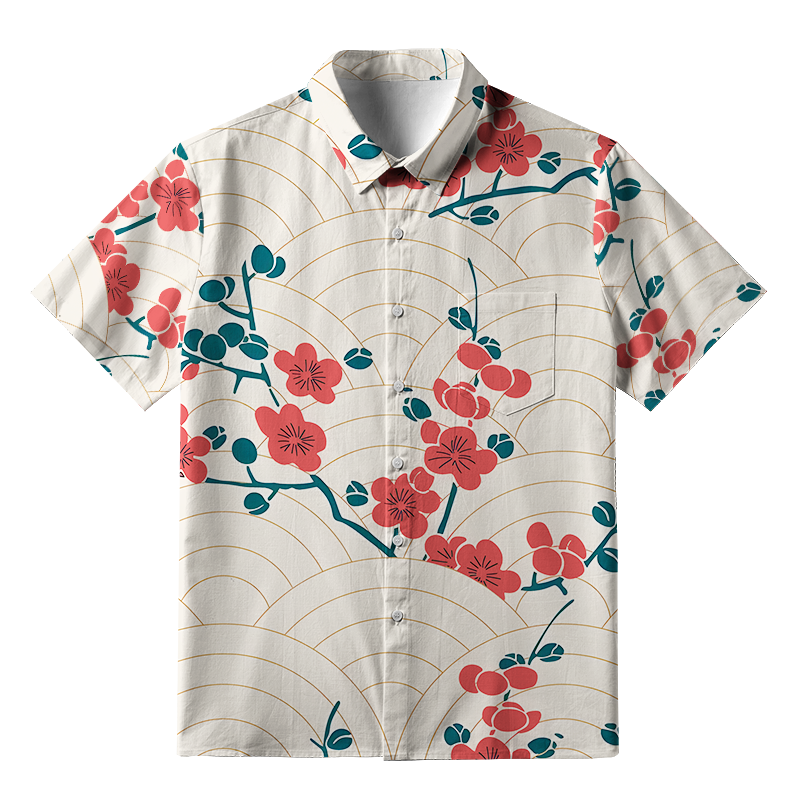 Tokyo-Tiger Blossom Wave Button-up Shirt