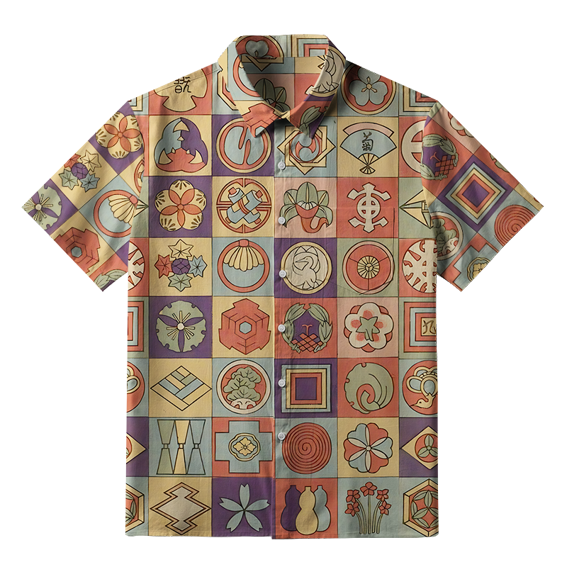 Tokyo-Tiger Japanese Symbolic Patchwork Button-up Shirt