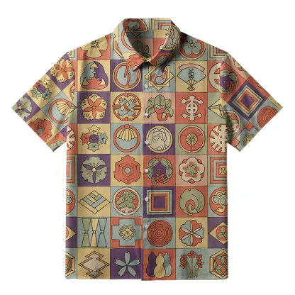 Tokyo-Tiger Japanese Symbolic Patchwork Button-up Shirt