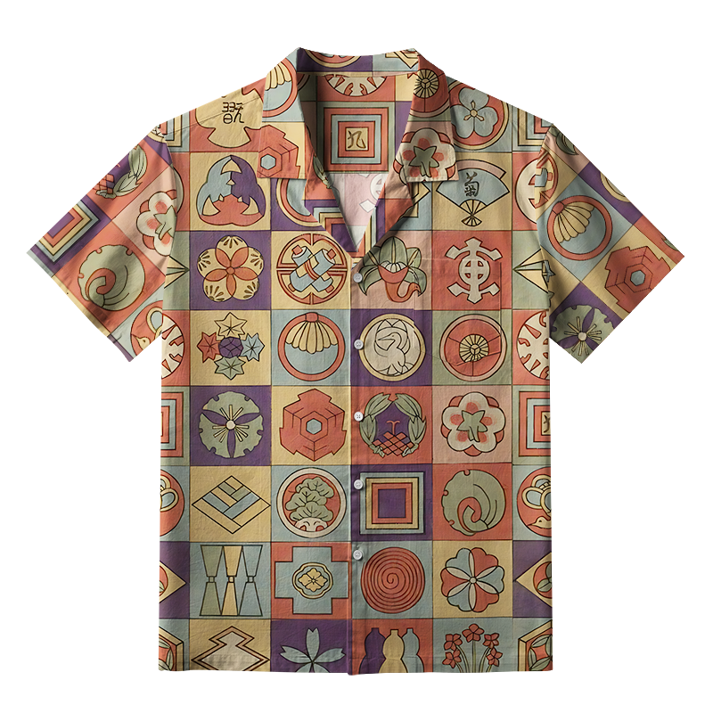 Tokyo-Tiger Japanese Symbolic Patchwork Aloha Hawaiian Shirt