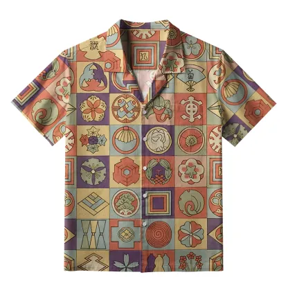 Tokyo-Tiger Japanese Symbolic Patchwork Aloha Hawaiian Shirt