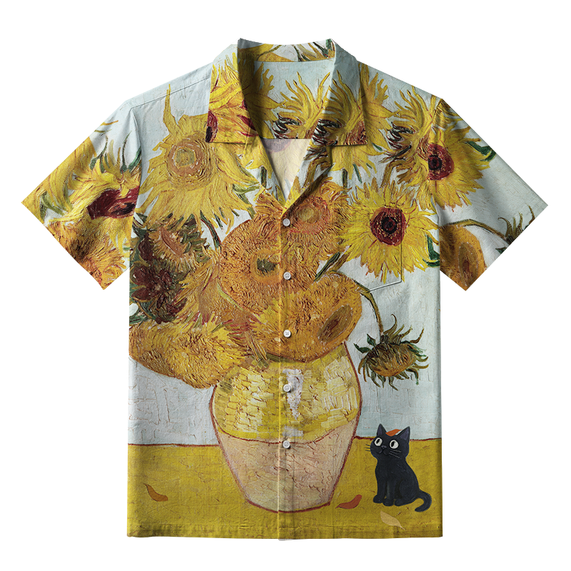 Tokyo-Tiger Sunflower And Black Cat Aloha Hawaiian Shirt