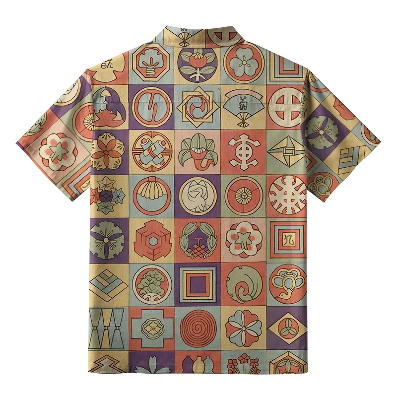 Tokyo-Tiger Japanese Symbolic Patchwork Aloha Hawaiian Shirt