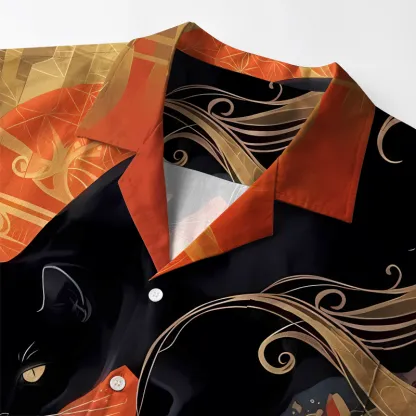 Tokyo-Tiger Koi Wave Under The Black Cat Aloha Hawaiian Shirt