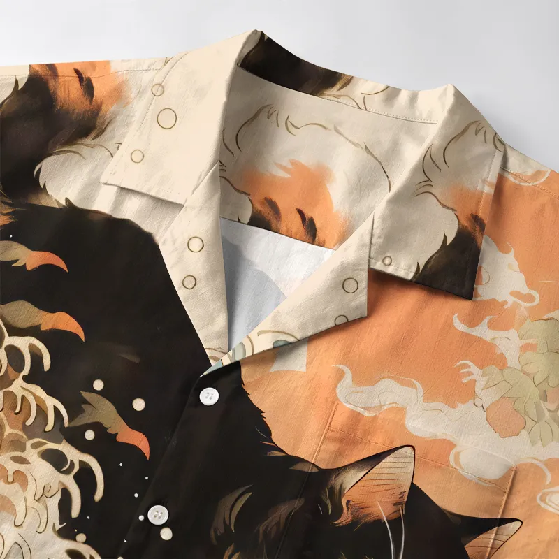 Tokyo-Tiger Surfing Japanese Cat Aloha Hawaiian Shirt