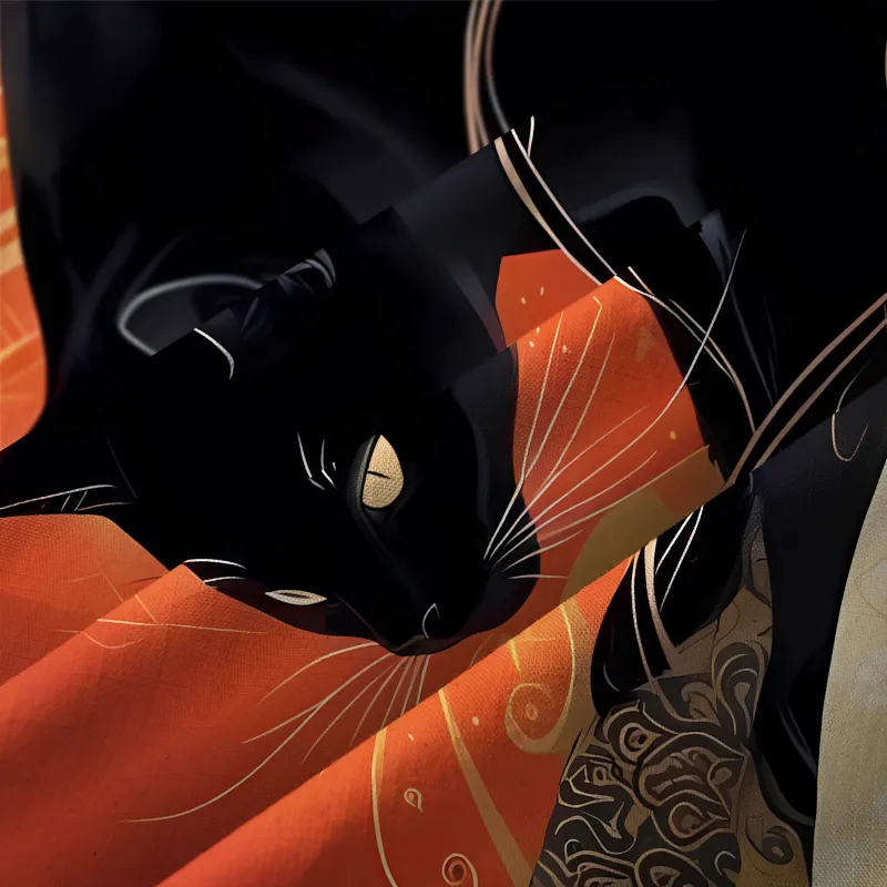 Tokyo-Tiger Koi Wave Under The Black Cat Button-up Shirt