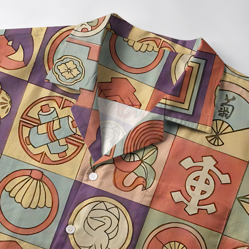 Tokyo-Tiger Japanese Symbolic Patchwork Aloha Hawaiian Shirt