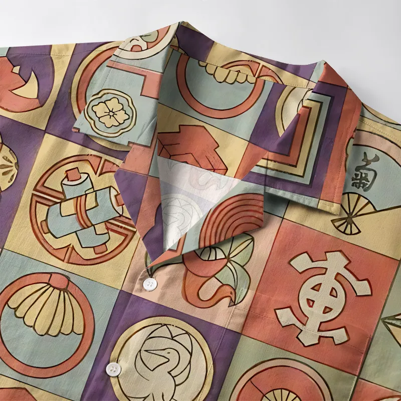 Tokyo-Tiger Japanese Symbolic Patchwork Aloha Hawaiian Shirt