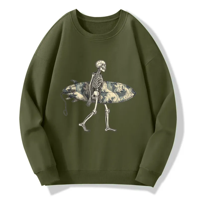 Tokyo-Tiger Skeleton Ready To Go Surfing Sweatshirt