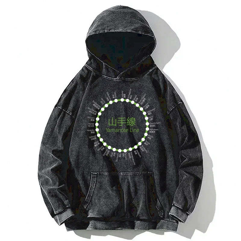 Tokyo-Tiger Yamanote Line Stations Circle Washed Hoodie Sale